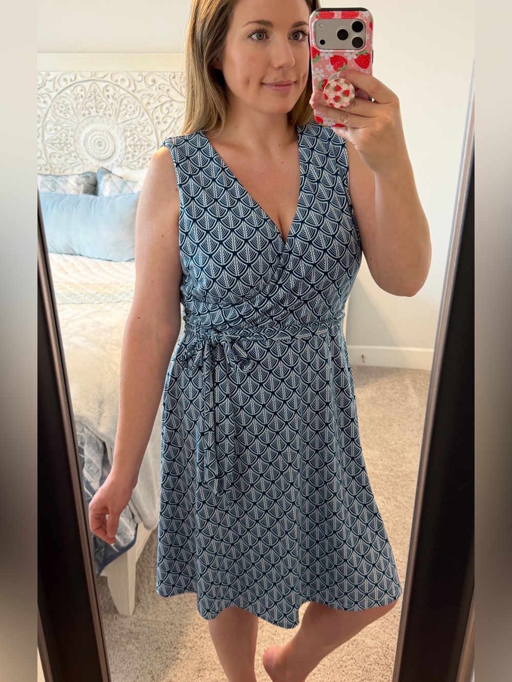 41 Hawthorn Navy Geometric Wrap Dress